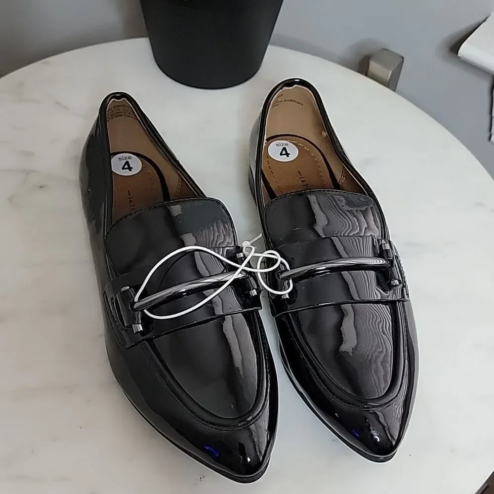 NWOT 14th and Union black patent slip on shoes